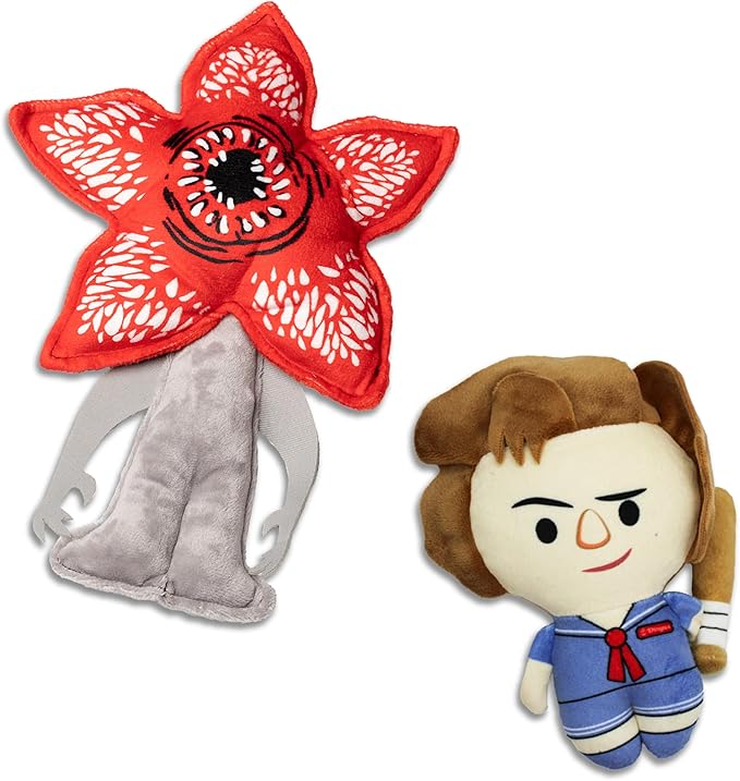 design LAB, Inc. Stranger Things Official Merchandise | Interactive Toys for Indoor Play | Steve & Demogorgon 2-Pack Set | Cool Dog Toy Stuffed Animals | Stranger Things Toys