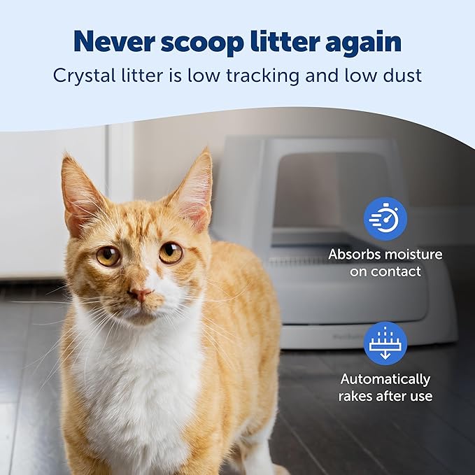 PetSafe Legacy ScoopFree Crystal Pro Self-Cleaning Automatic Cat Litter Box - Front-Entry Motion-Sensing Cat Box with Integrated Health Counter - Includes 1 Disposable Crystal Litter Tray