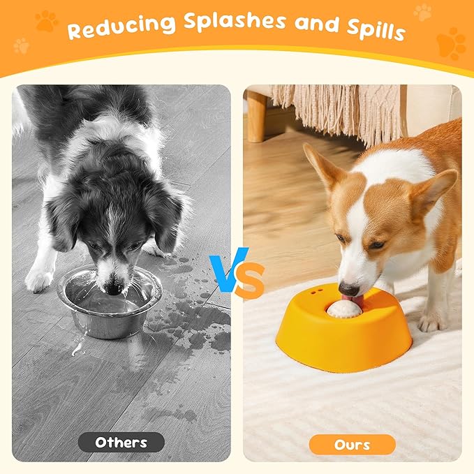 Dog Licking Toy, Slow Feeder Dog Bowls for Medium Large Breeds, Anti-Slip Dog Lick Bowl for 3/4 Cup Yogurt, Bone Broth, and Other Liquid Treat, Licking Bowl for Dietary Supplement (Yellow)