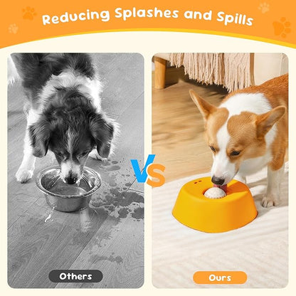 Dog Licking Toy, Slow Feeder Dog Bowls for Medium Large Breeds, Anti-Slip Dog Lick Bowl for 3/4 Cup Yogurt, Bone Broth, and Other Liquid Treat, Licking Bowl for Dietary Supplement (Yellow)