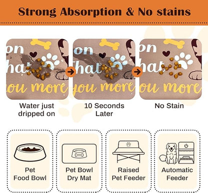 Pet Feeding Mat for Floors Waterproof Dog Mat for Food and Water Absorbent Quick Dry Non Slip mat for Cat Bowls