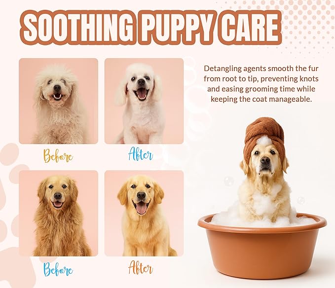 ALFIE'S CHOICE Puppy Shampoo and Conditioner Set | 16 fl oz Each | Gentle Formula for Sensitive & Itchy Skin | Panthenol & Sodium PCA | for Puppies, Adults & All Breeds | Made in USA