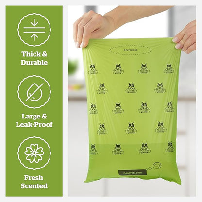 Pogi's Dog Poop Bag Dispenser with Metal Carabiner Clip - Includes 15 Pogi's Poop Bags for Dogs