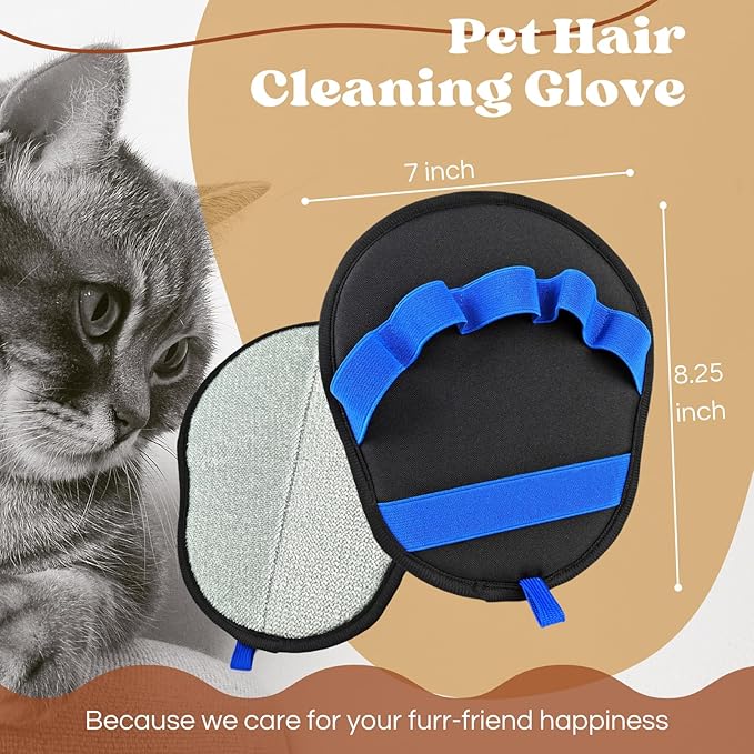 Pet Hair Removal Glove 3-in-1 Set,Electrostatic Pet Hair Removal Glove For Cat Couch Carpet Furniture Grooming,Magic Brush Pet Hair Remover With One-Click Self-Cleaning, Flea Comb For Cats Dogs