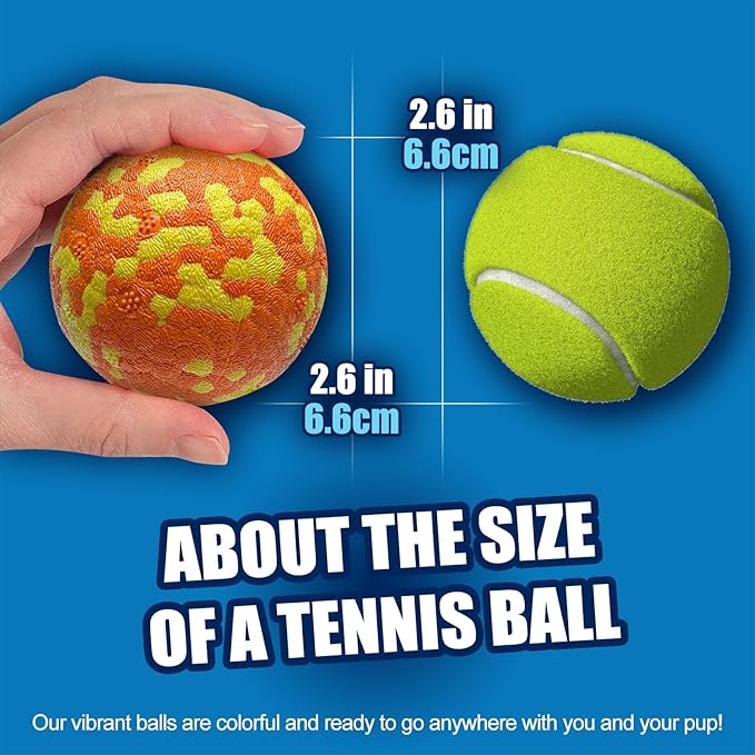 Dog Balls, Indestructible Tennis Balls for Dogs, 2.5'' Durable Bouncy Dog Toys for Aggressive Chewers, Interactive Dog Toys for Fetch Game, Lightweight Floating Chew-Proof(4 Pack)