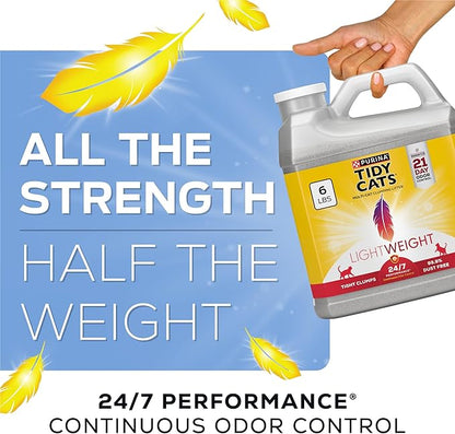 Purina Tidy Cats LightWeight 24/7 Performance Odor control, Multi-Cat, Clumping, 99.9 Percent Dust Free Cat Litter - 6 lb. Jug