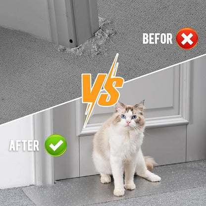 Uross Carpet Protector for Pets - Cat Carpet Protector for Doorway, Anti Scratch Under Door Cat Scratch Protector Mat, Easy to Cut Plastic Stopper Cat Scratch Guard Carpet 3.6FT-Silver
