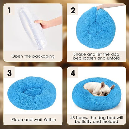 Extra Large Dog Beds, 36 Inch Human Dog Anxiety Relief Comfort Bed, Indestructible & Chew Proof Pet Beds (Light Blue)
