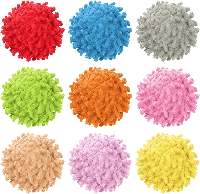9 Pcs Cat Balls Fuzzy Cat Ball Toy Kitten Puff Balls Safe Pom Pom Ball for Indoor Cats 2-inch Colorful Soft Cats Poms Kitten Chasing Toys with Bell for Catss Kittens Pet Exercising Playing