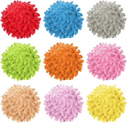 9 Pcs Cat Balls Fuzzy Cat Ball Toy Kitten Puff Balls Safe Pom Pom Ball for Indoor Cats 2-inch Colorful Soft Cats Poms Kitten Chasing Toys with Bell for Catss Kittens Pet Exercising Playing