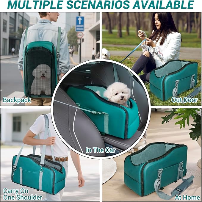 LIWSHWZ Console Dog Car Seat - Portable Travel Dogs Armrest Booster Seat with Absorbent Recyclable Diaper Pad,Dog Seat Belt for Car,Pockets,Zippered Enclosure,for Pets Under 11 lbs