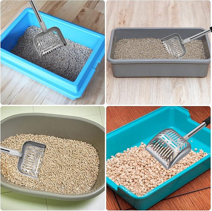 Cat Litter Scoop,Metal Long Handle Kitty Litter Coop Scooper,Heavy Duty Cats Pooper for Litter Box Pet Poop Shovel,Chicken Poop Scooper 32inch