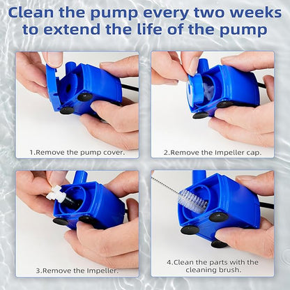 Cat Water Fountain Pump, Pet Water Fountain Pump Replacement Compatible Motor, DR-DC 160 Submersible Water Pump with LED Light for Round, Cubic, Flower Cap Cat Fountain