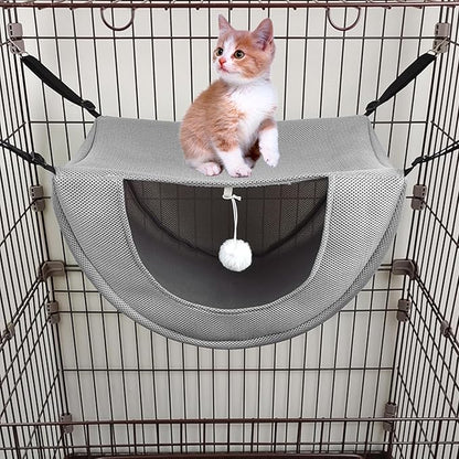 Toyvian Breathable Mesh Cat Hammock Bed Hanging Pet Cat Sleeping Nest Small Gray for Summer Cage Kitten Rest