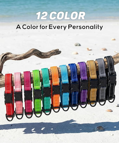TagME Reflective Nylon Dog Collars, Adjustable Classic Pet Collar with Quick Release Buckle for Extra Small Dogs, Orange, 5/8" Width