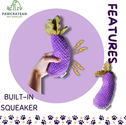 7" Squeaky Plush Toy for Puppies Small Dogs Self Etertainment Washable Soft Made [PET ONLY] (Eggplant)