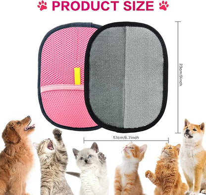 3pc Pet Hair Removal Gloves, Reusable Cats & Dogs Pet Hair Removal Tool,Efficient Pet Hair Removal Electrostatic Gloves is Suitable for Clothes, Sofas, Beds and Carpets (Pink)