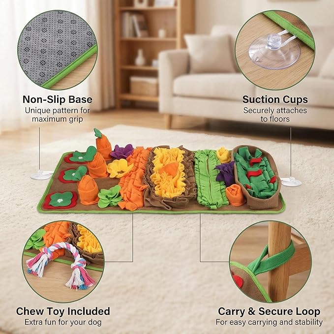 Snuffle Mat for Dogs Large Breed - 32'' X 20'' Washable Durable Sniff Mat for Slow Feeding Training, Enrichment Puzzle Toy for Mental Stimulation & Stress Relief
