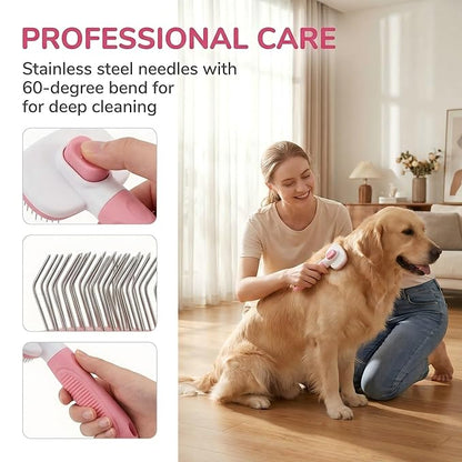 Dog Cat Shedding Brush, Self Cleaning Deshedding Tool for Undercoat, Grooming Rake for Long Short Hair Pets, Skin Friendly Fur Remover
