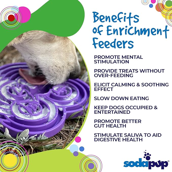 SodaPup Water Frog eTray – Durable Slow Feeder Tray Made in USA from Non-Toxic, Pet-Safe, Food Safe Material for Mental Stimulation, Slowing Down Eating, Healthy Digestion, & More