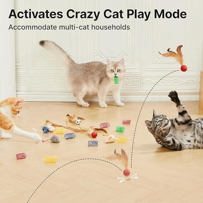 Potaroma Cat Toys Pack for Indoor Cats, 28PCS Interactive Kitten Accessories with Feather Balls, Catnip Mice, Colorful Springs – Starter Kitten Toy Stuff Set, Bored Kitty Must-Have Supplies