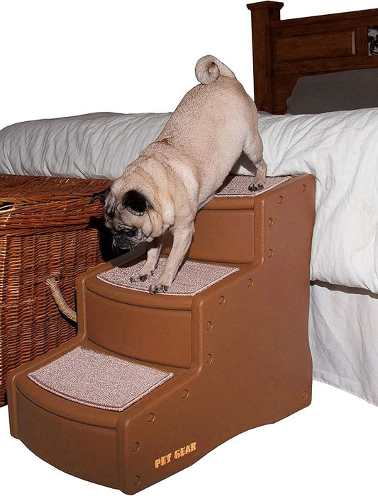 Pet Gear Easy Step III Pet Stairs, 3 Step for Cats/Dogs, Removable Washable Carpet Treads, for Pets Up to 150lbs, No Tools Required, Available in 9 Colors, Toffee