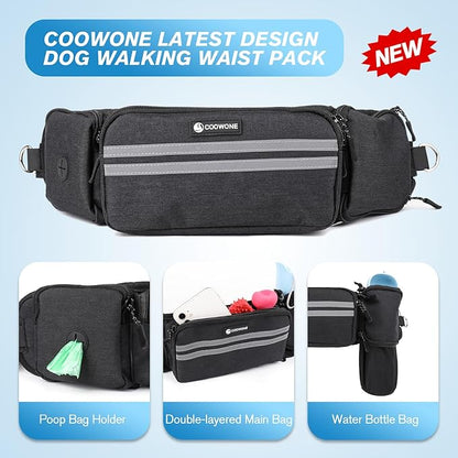 Hands Free Dog Leash with Dog Walking Fanny Pack for Large Medium Small Dogs, Heavy Duty Durable Reflective Waist Bungee Leash for Dog Training,Night Walking Running Jogging Hiking