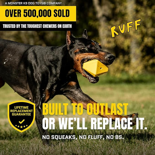 Virtually Indestructible Diamond Dog Toy - Lifetime Replacement - Tough, Durable Chew Toy for Aggressive Chewers - Safe Non-Toxic Natural Rubber - Chew, Tug, Fetch - Med/Large Breed - 5"x4"