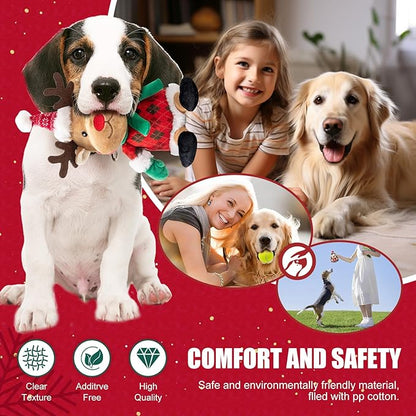 Christmas Dog Toy Set, 5 Pack Plush & Balls with Gift Bag – Reindeer, Santa, Hedgehog & Tennis Balls, Squeaky Durable Toys for Small Medium Dogs, Holiday Pet Gift Bundle