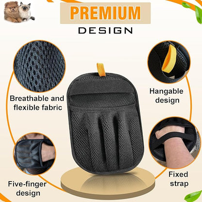 Pet Hair Removal Glove for Cats & Dogs, Upgraded Five-Finger Electrostatic Pet Hair Remover Glove, Reusable Tool for Couch, Carpet, Laundry & Car Seat