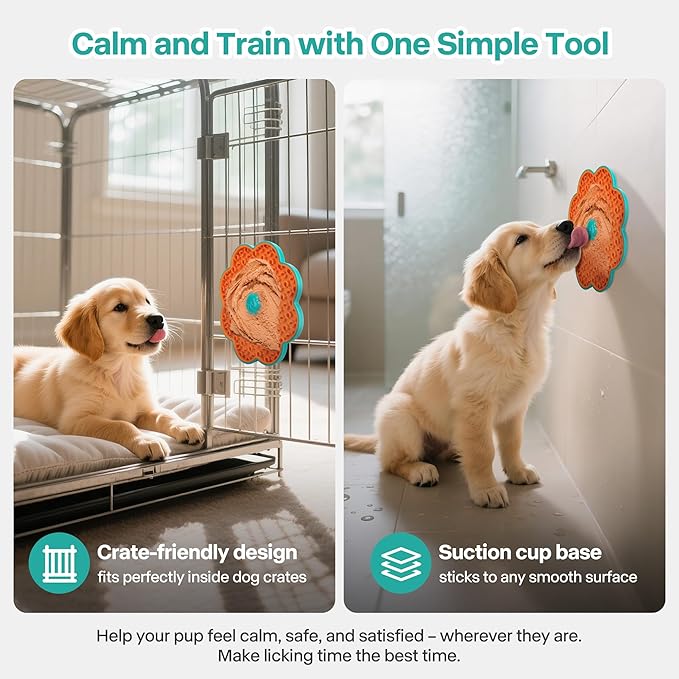 2 in 1 Lick Mat for Crate Training, Dog Slow Feeder Anxiety Relief Enrichment Pad with Suction Cups, Dishwasher Safe, BPA-Free Silicone for Small & Medium Dogs, 1 Pack