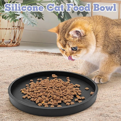 BNOSDM 2 PCS Dog Feeding Mat Black Silicone Pet Food Mats Waterproof for Dog Cat Bowl Placemats Nonslip Cat Food Mat for Small and Medium Cats and Dogs (9.1in)