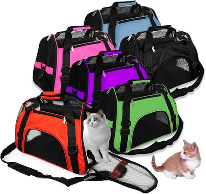 6 Pcs Cat Carrier 16.9 x 9.6 x 8.3 Inch Portable Soft-Sided Pet Carrying Bag Comfortable Foldable Bag for Small Pet Travel Under 6.6 Lbs Cat (6 Colors)