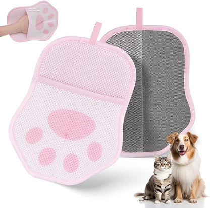Pet Hair Removal Glove for Dogs Cats, Reusable Electrostatic Hair Remover for Couch, Car Seats Clothing, Carpet, Car Seat, Gray and Pink 2 Pack