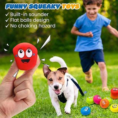 Hungdao 12 Pcs Squeaky Dog Toys Latex Rubber Squeaky Ball Smile Face Emoticon Dog Toys Chewing Interactive Ball Bulk Puppy Lovers Gift for Small Medium Pets Doggie Training(Cute Style)