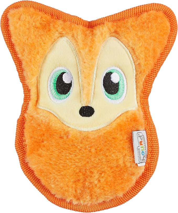 Outward Hound Durablez Minis – Squeaky Plush Dog Toy, No Stuffing for Less Mess, Interactive & Tough, Jumbo Squeaker, Puppies & Small Dogs, Fox, 6.3"