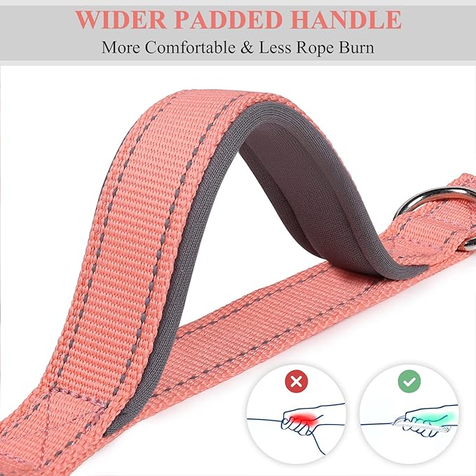 VIVAGLORY Hands Free Dog Leash Bungeeone Running Dog Leash with Waist Belt for Running Walking & Jogging, Bungee & Around Waist for Pet, M, Pink/Grey