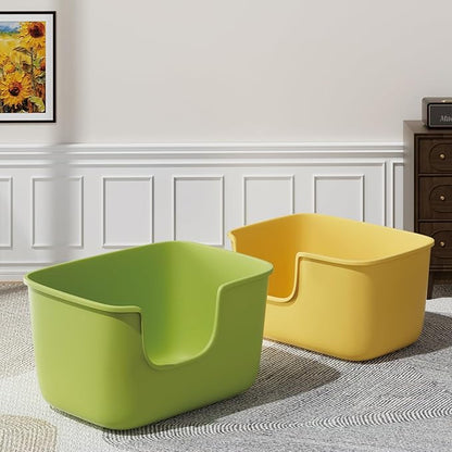 Vealind Large Cat Litter Box for Indoor Cats High Sided and Low Entry Litter Box 22.2"×14.9"×12" Tall Litter Boxes with High Back Deep Wall XL Cat Litter Boxes (Green)