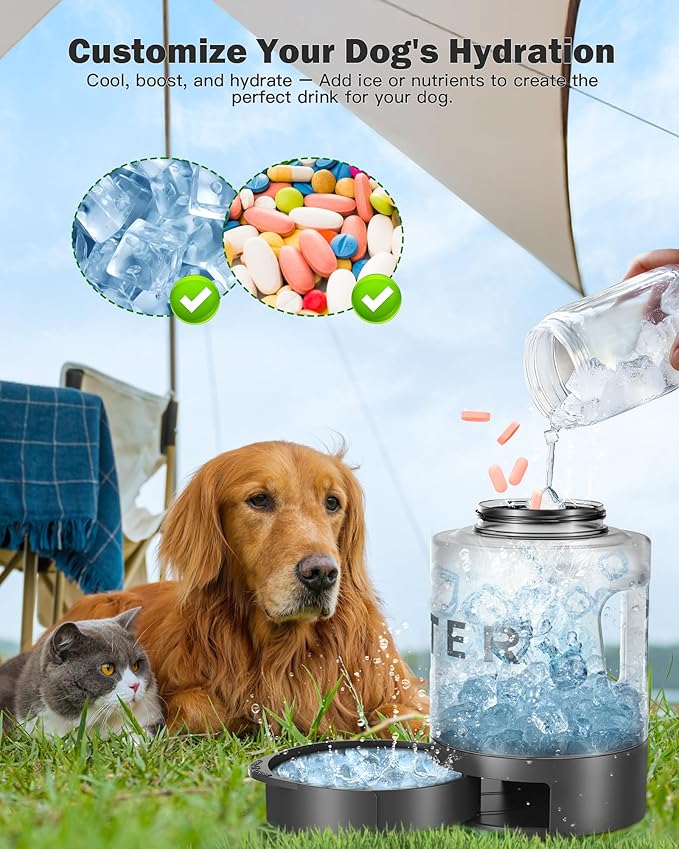 SwSun 77oz Large Dog Water Bottle, Portable Dog Travel Water Dispenser with Pull-Out Bowl, Ideal for Hiking, Camping, Dog Parks, Leak-Proof BPA-Free Outdoor Dog Water Bottle for Large Dogs,Black