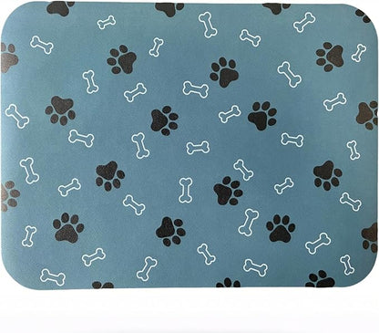 Pet Cat Dog Food Mat Non Slip Mat for Dog Water Bowl Mat Quick Dry Absorbent Cat Feeding Mat, 32 * 17 in, Blue