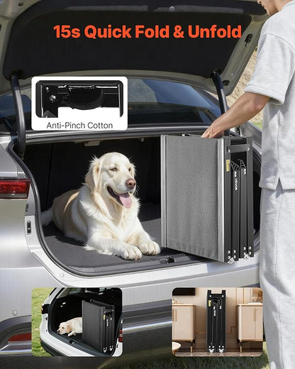 VEVOR Dog Ramp for Cars, 71" L x 17" W, Folding Pet Ramps for Medium & Large Dogs up to 250lbs, Pet Stair Ramp with Non-Slip Oxford Fabric Surface, Portable Outdoor Dog Car Ramps for SUV & Truck