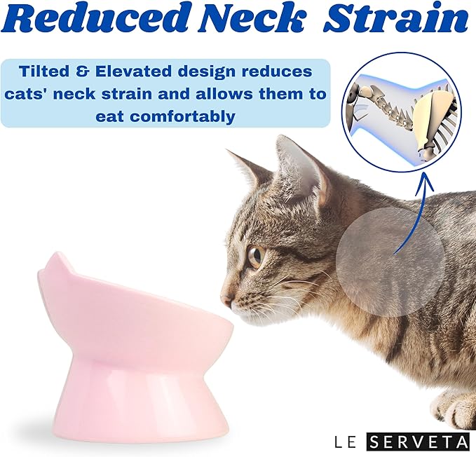 Macarons Series Ceramic Slow Feeder Cat Bowl, Raised Puzzle Feeder, Anti Vomiting Cat Slow Feeding, Elevated Food Bowl, Whisker Friendly Pet Bowl with Cute Ear Design (Pink)