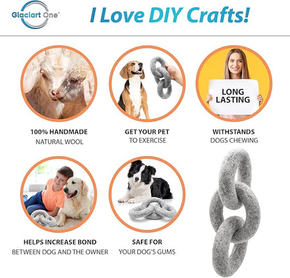 Glaciart One Felted Wool Dog Chew Rings | Durable Dog Chew Toy, Puppy Chew Toys for Teething & Dog Teeth Cleaning | Pet Toys Fetch Games & for Anxiety/Boredom | Great for Small, Medium or Large Dogs