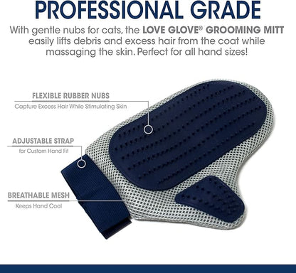 Four Paws Magic Coat Professional Series Love Glove Silicone Cat Grooming Mitt, Deshedding & Dematting, 1 Count