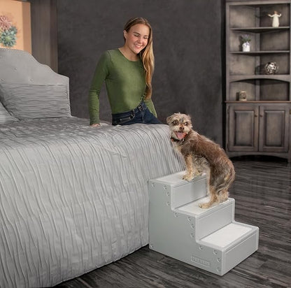 Pet Gear Pet Step III & IV Pet Stairs for Small Dogs and Cats up to 50 pounds, Lightweight, No Tools Required, 13 Colors to Choose from, Essential Grey, 3 Steps