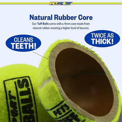 PetSport Tuff Ball - Medium Tennis Balls for Dogs, Great for Boredom & Aggressive Chewers, Dog Toy, Medium Tennis Balls for All Dogs, Certified Non-Toxic, Won't Wear Down Teeth - 2.5"(2 Pack)