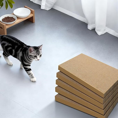 AGYM 5 Packs Cat Scratcher, 5 Packs Refill Cat Scratching Pad Cardboard for Indoor Cats and Kitten, Large Size Durable&Premium Recyclable Cardboard Cat Scratcher