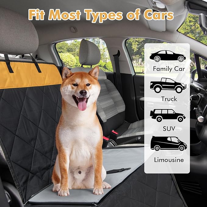 Dog Seat Cover, Pet Car Seat Cover for Dogs with Breathable Mesh, Storage Pocket & Side Strap, Dog Hammock for Cars, Trucks & SUVs (Medium Size)