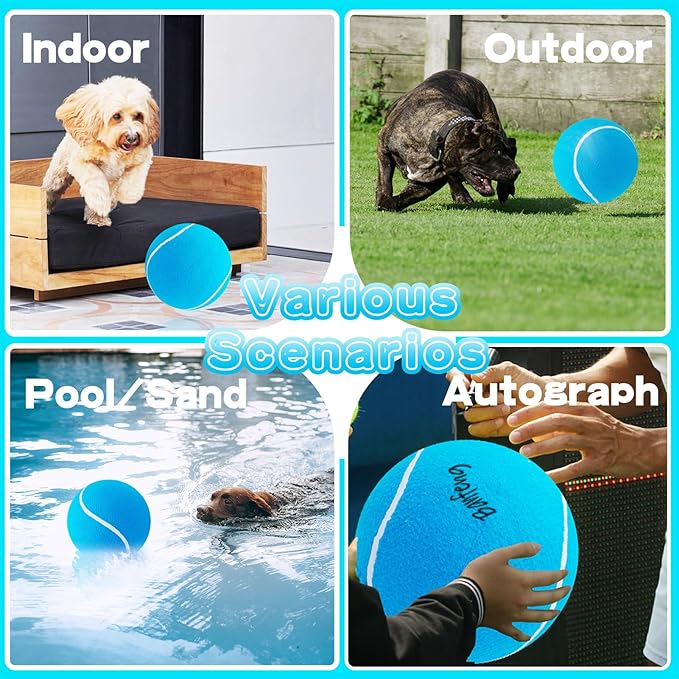 Big Tennis Ball for Dogs, Giant Dog Tennis Ball Toy Large Outdoor Sports Gift for Small Medium Large Dog (Sky Blue, 9.5 inch)