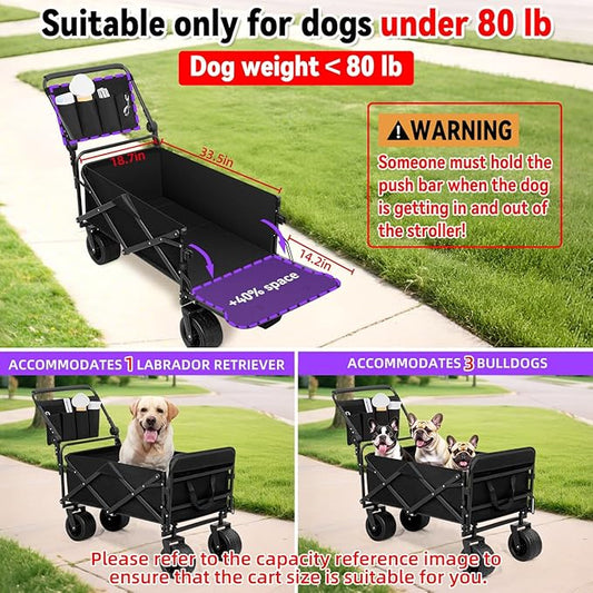Large Dog Stroller Cart,Foldable Dog Wagon Cart for Medium & Large Dogs with Tailgate